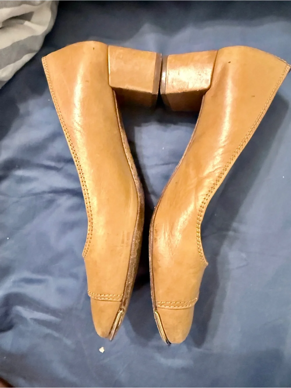Tory Burch Classic Tan Block Heel Pumps - Women's Leather Size 8M